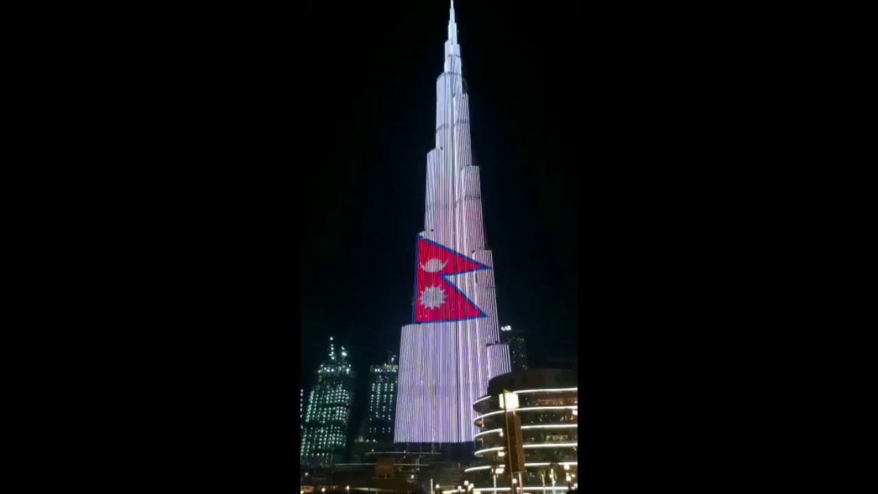विश्वकै अग्लो टावर बुर्ज खालिफामा आज साँझ नेपाली झण्डा फहराइने