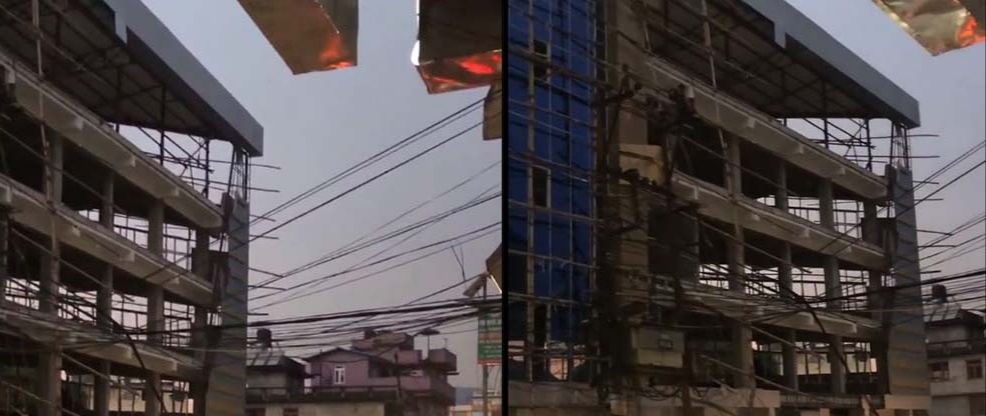 हावाहुरीका कारण भत्कियो सामाखुसीमा बन्दै गरेको कम्प्लेक्स, २ जना घाईते