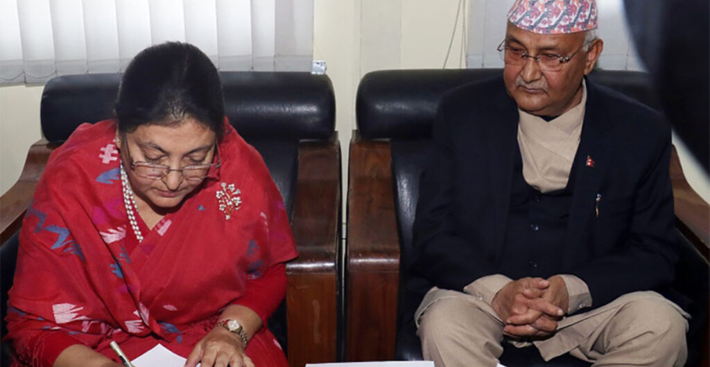 राष्ट्रपति भण्डारी र प्रधानमन्त्री ओलीबीच डेढघण्टा भेटवार्ता