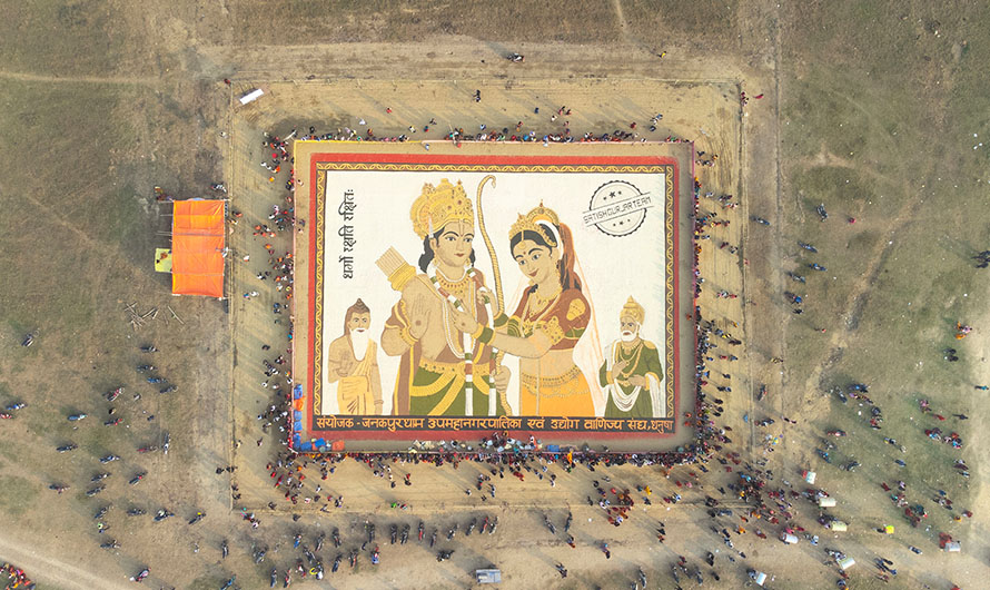 १ सय १ क्विन्टल अन्नबाट जनकपुरमा निर्माण गरियो सीतारामको प्रतिमा