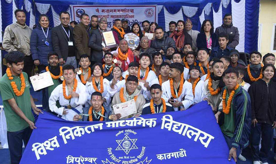 १२ स्वर्ण पदकसहित राष्ट्रपति रनिङ्ग शिल्ड विश्व निकेतन स्कुललाई