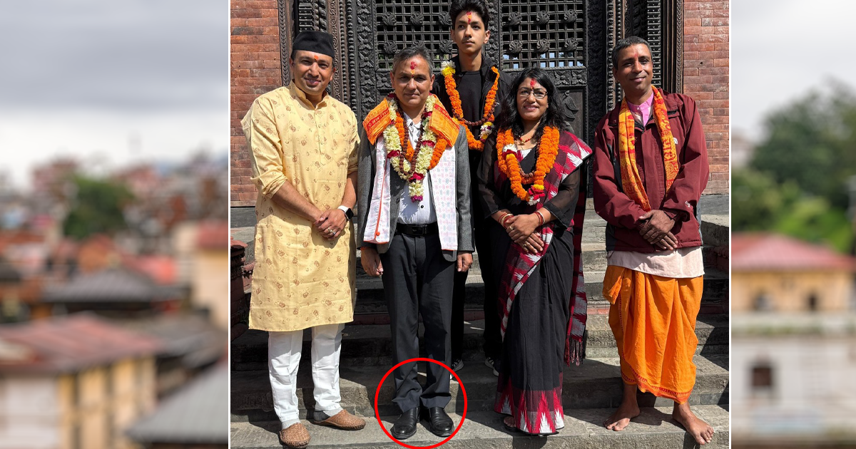 गृहमन्त्री छालाको जुत्ता लगाएर पशुपतिनाथ मन्दिरभित्र प्रवेश गरेका हुन् ?