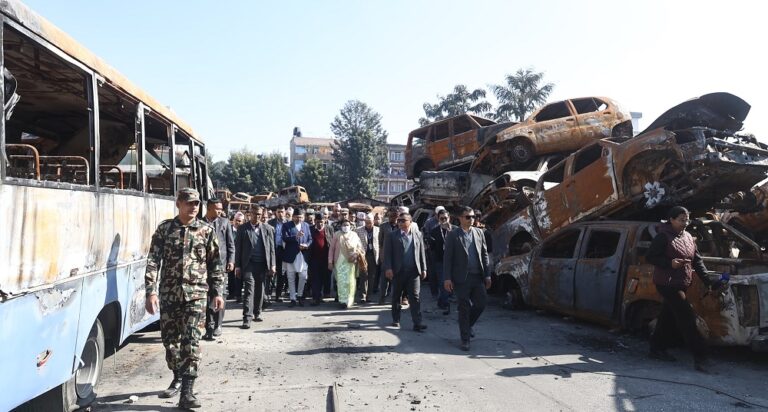 पूर्वराष्ट्रपति भण्डारीद्वारा जेनजीले जलाएको संसद् भवनको अवलोकन