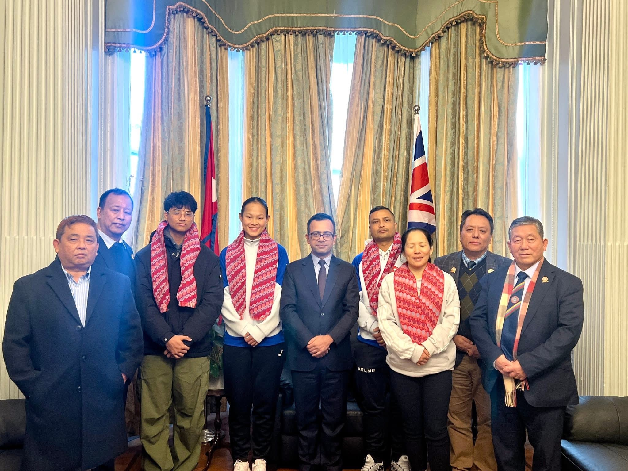 लन्डन दूतावासमा करांतेकी स्टार खेलाडी एरिकालाई सम्मान