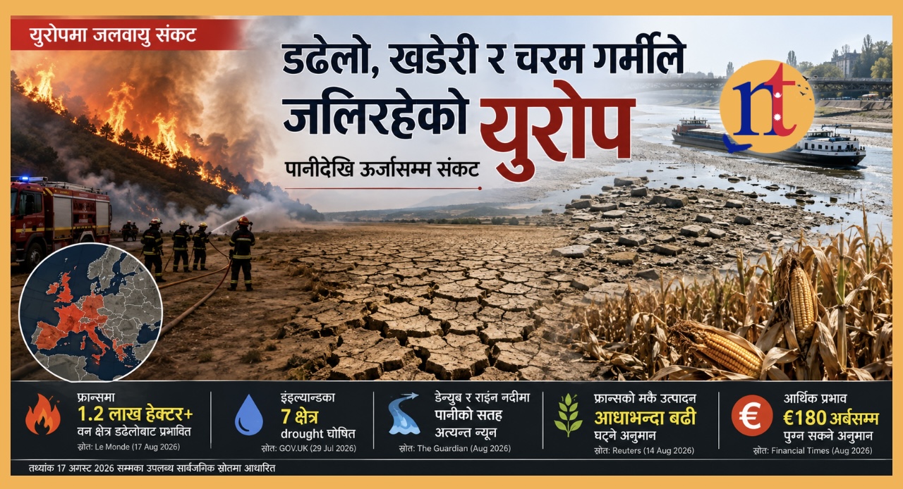 “चरम गर्मी, खडेरी र डढेलोको चपेटामा युरोप : पानीदेखि ऊर्जासम्म संकट”